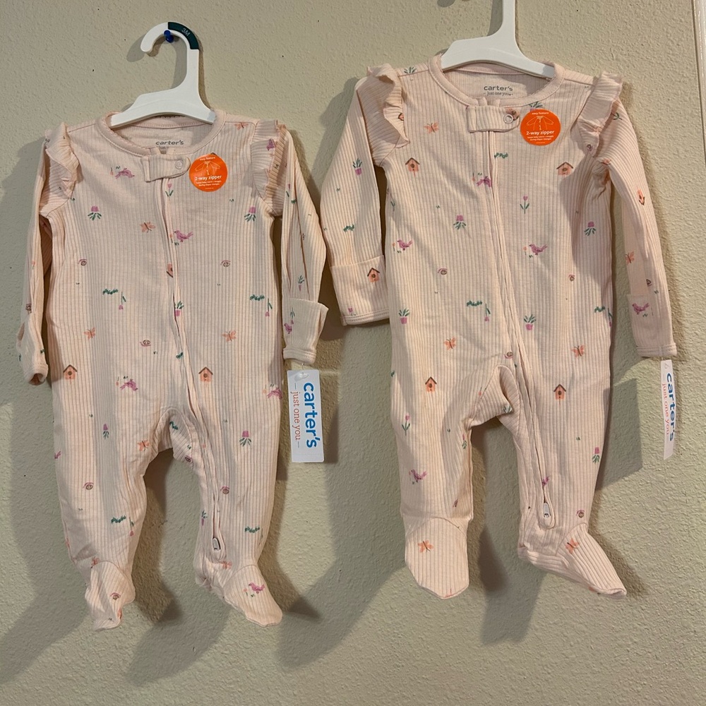 Pair of Carter's Light Pink Patterned Footies